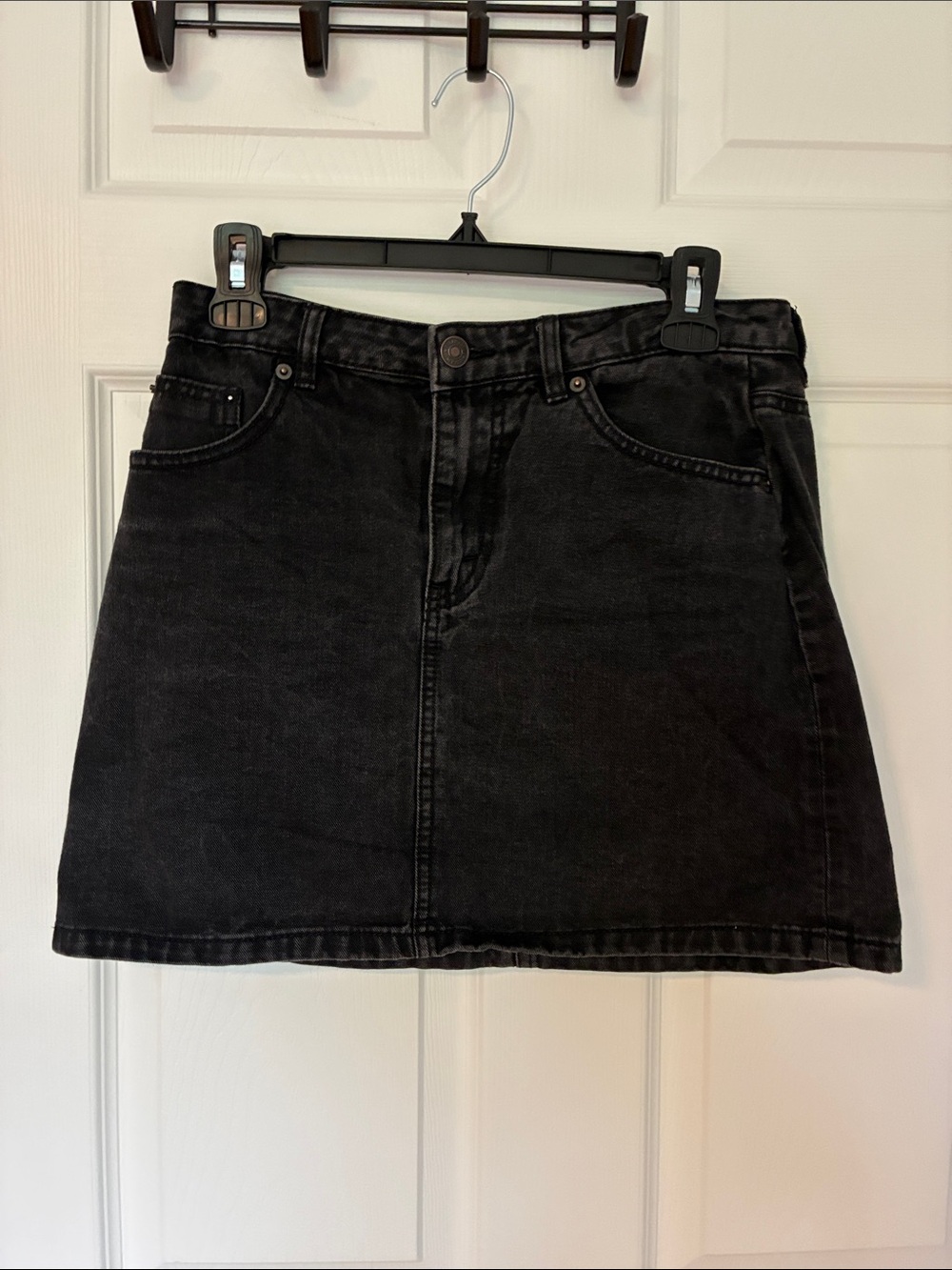 Stradivarius black denim mini skirt